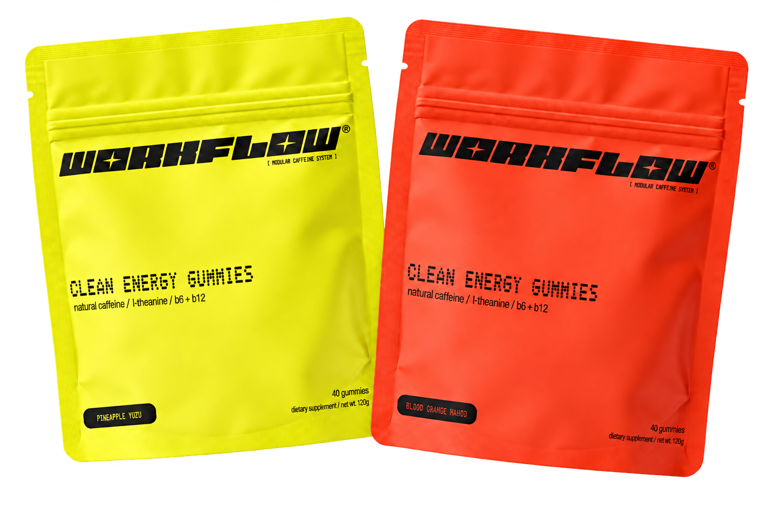 pineapple yuzu and blood orange mango clean energy gummy pouches
